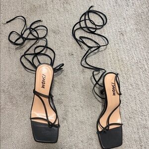 Black Strappy Sandals that tie up leg